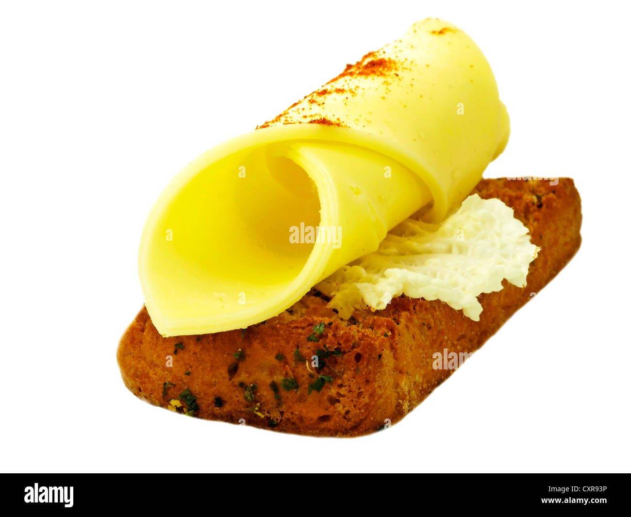 formaggio su pane Foto Stock