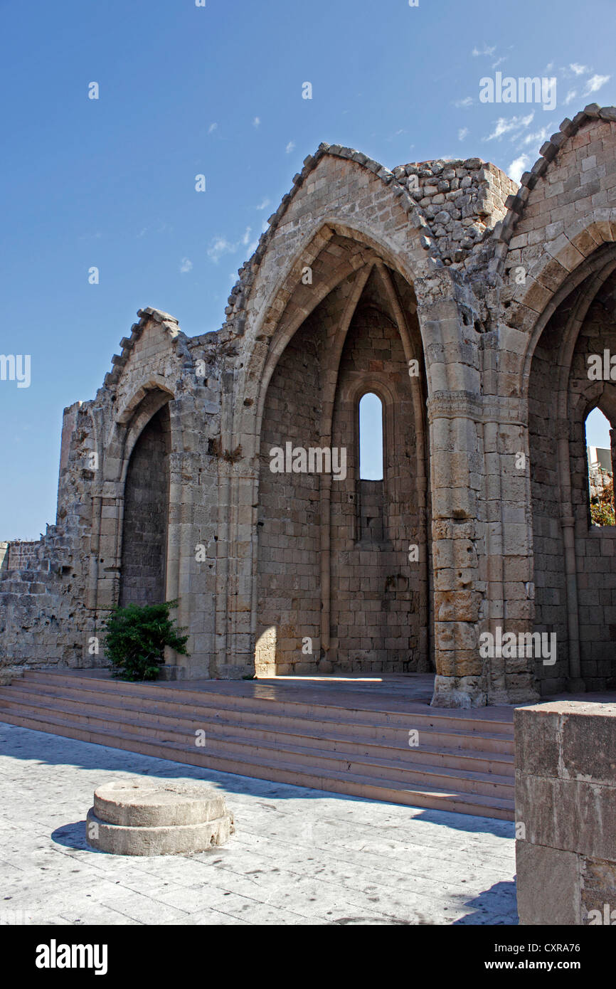 LA GUERRA MONDIALE 2 ROVINA DELLA VERGINE DEL BURGH (BURG) CHIESA RHODES CITTÀ VECCHIA. RODI. Foto Stock