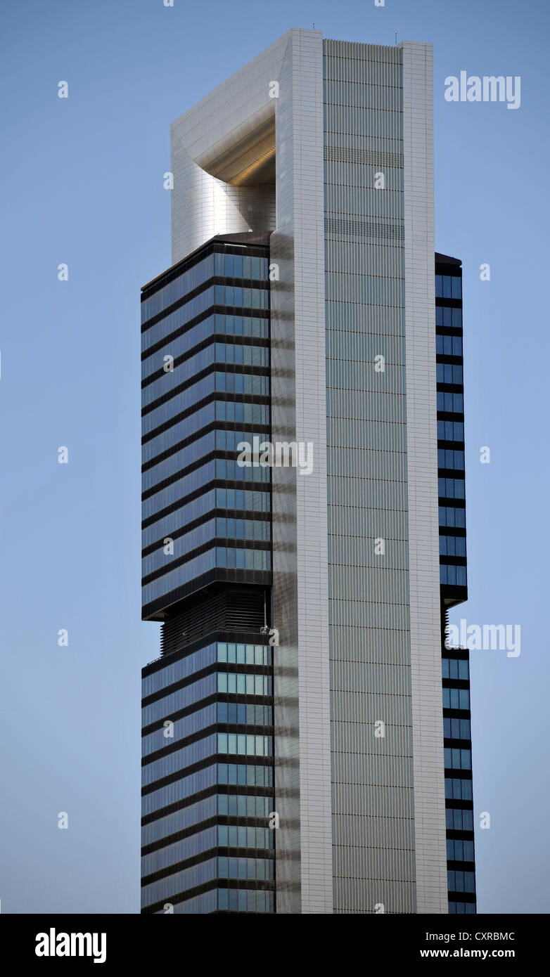 Cuatro Torres Business Area, precedentemente noto come la Madrid Arena, con quattro grattacieli, Madrid, Spagna, Europa, PublicGround Foto Stock