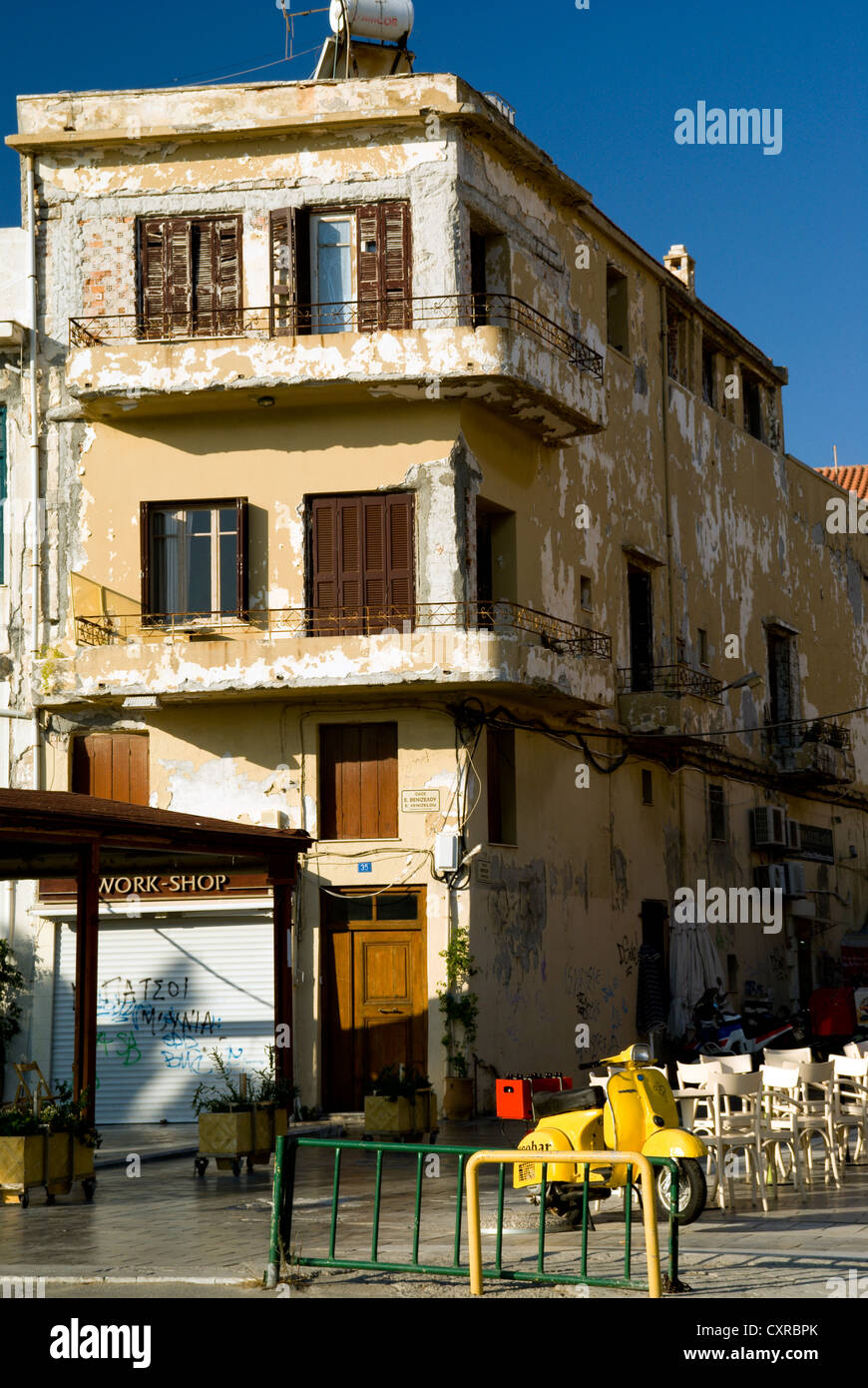 Vecchi Casa rethymnon Creta Grecia Foto Stock