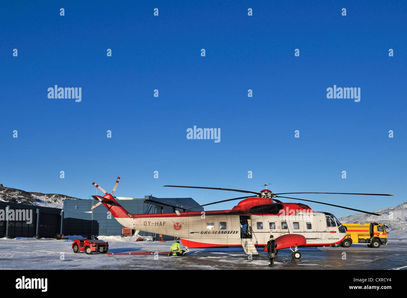 Elicottero Sikorsky, aeroporto di Ilulissat, Groenlandia, Arctic America del Nord Foto Stock