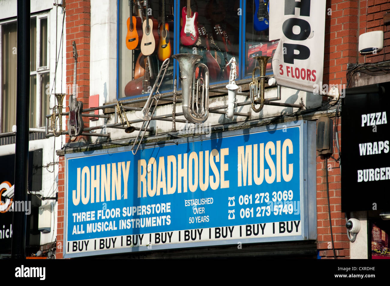 Negozio di musica ottoni roadhouse segno Foto Stock