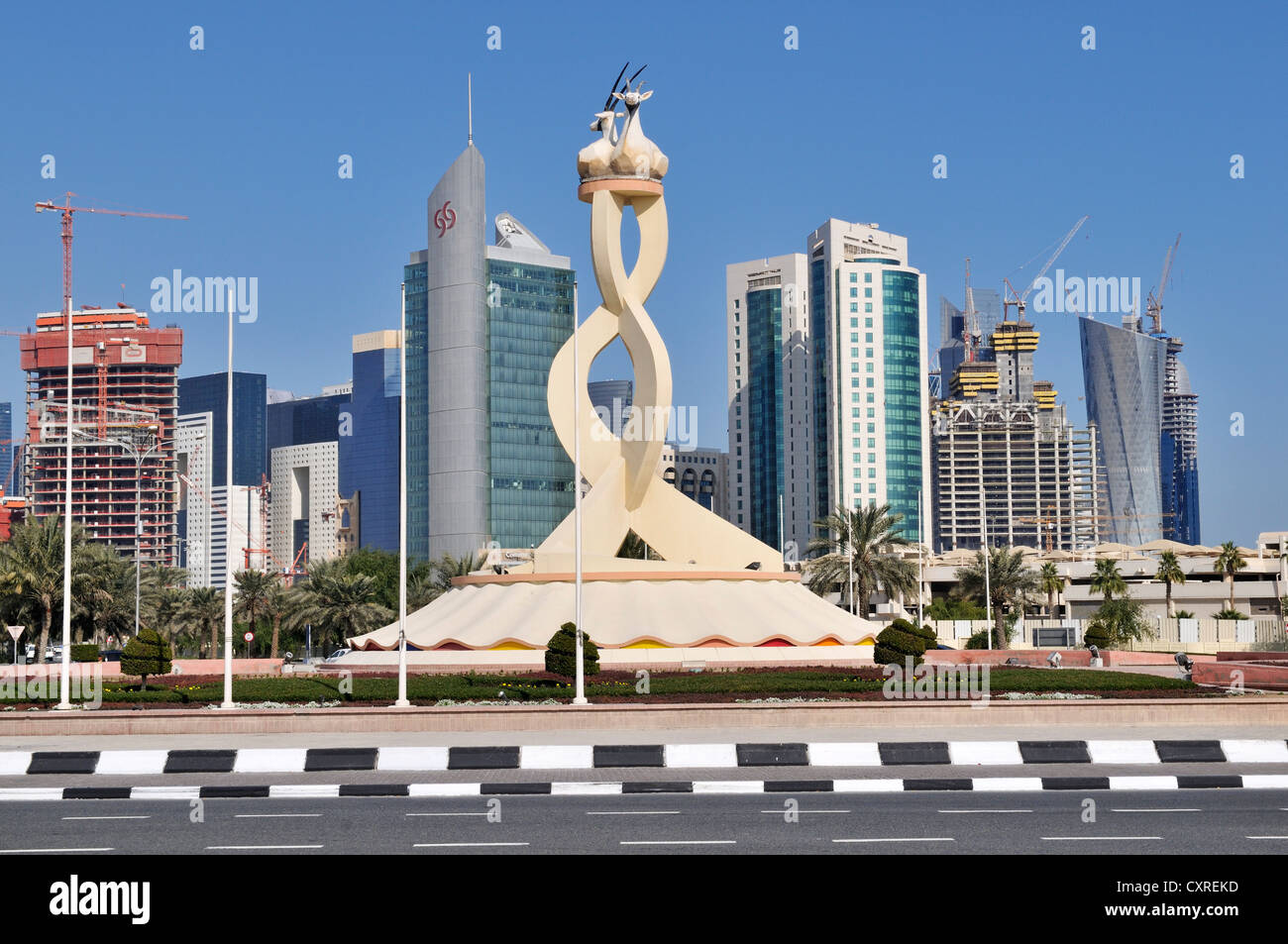 Oryx rotonda, Doha, Qatar, Emirati Arabi Uniti, Medio Oriente Foto Stock