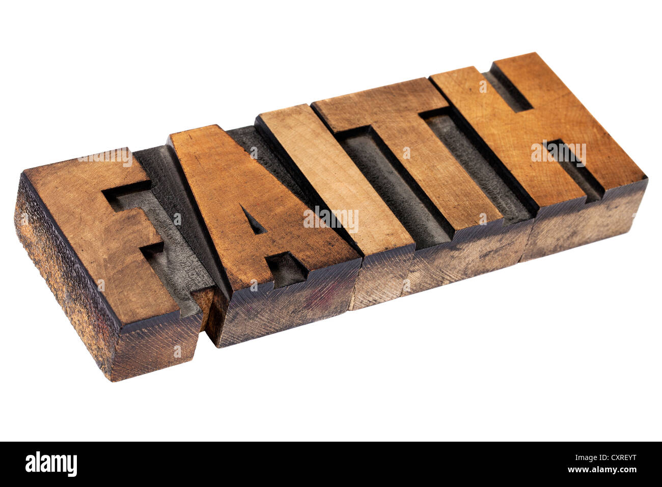 La fede - testo isolato in rilievografia vintage tipo legno blocchi di stampa Foto Stock