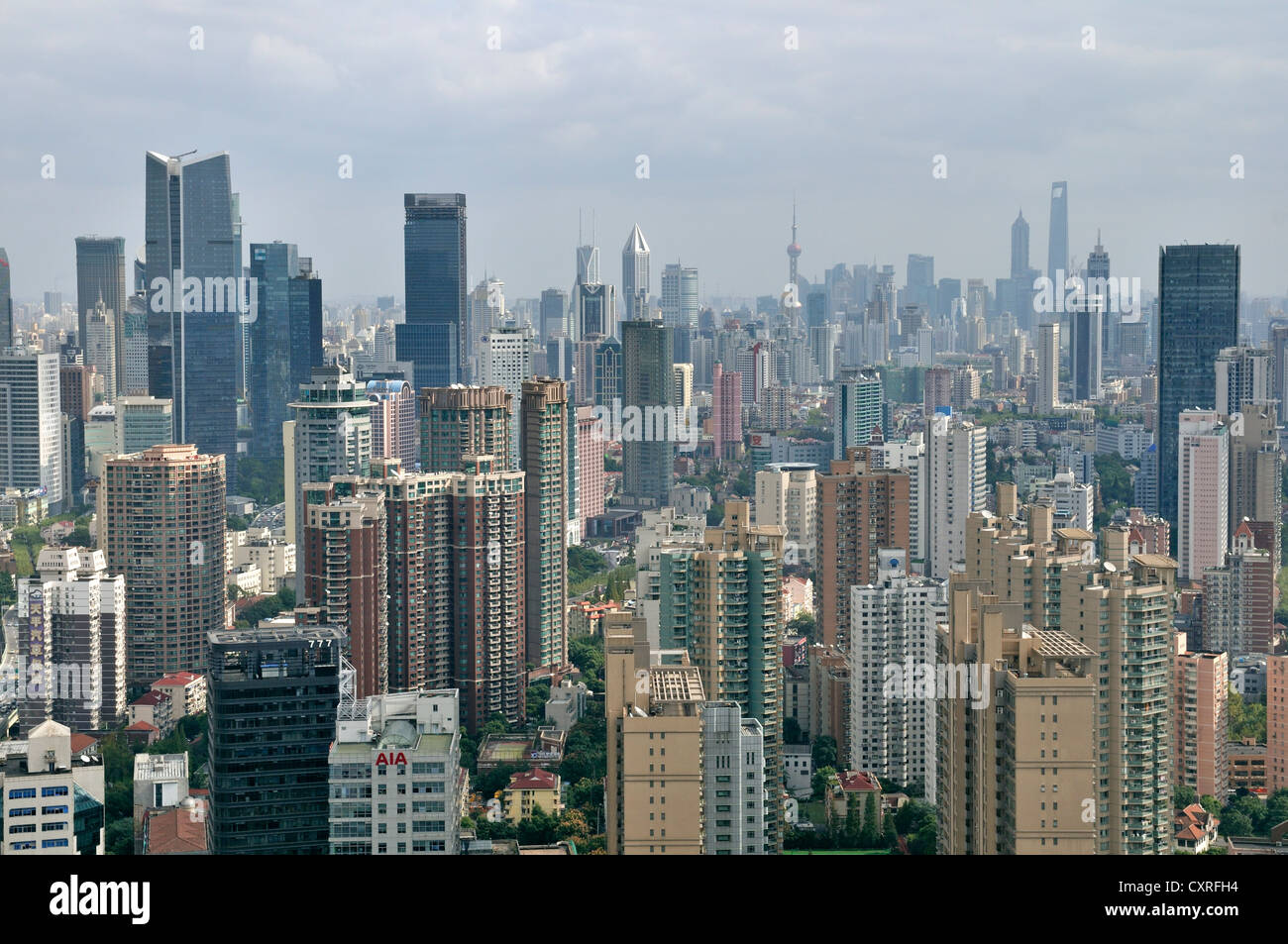 Vista del centro della città di Shanghai come visto da Longemont Hotel Shanghai, Cina e Asia Foto Stock