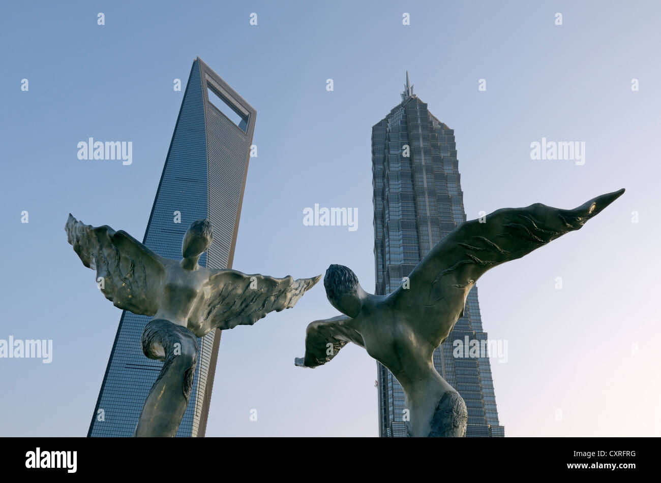 World Financial Center di Shanghai, SWFC, Torre di Jin Mao, Lujiazui Park, Pudong, Shanghai, Cina e Asia Foto Stock