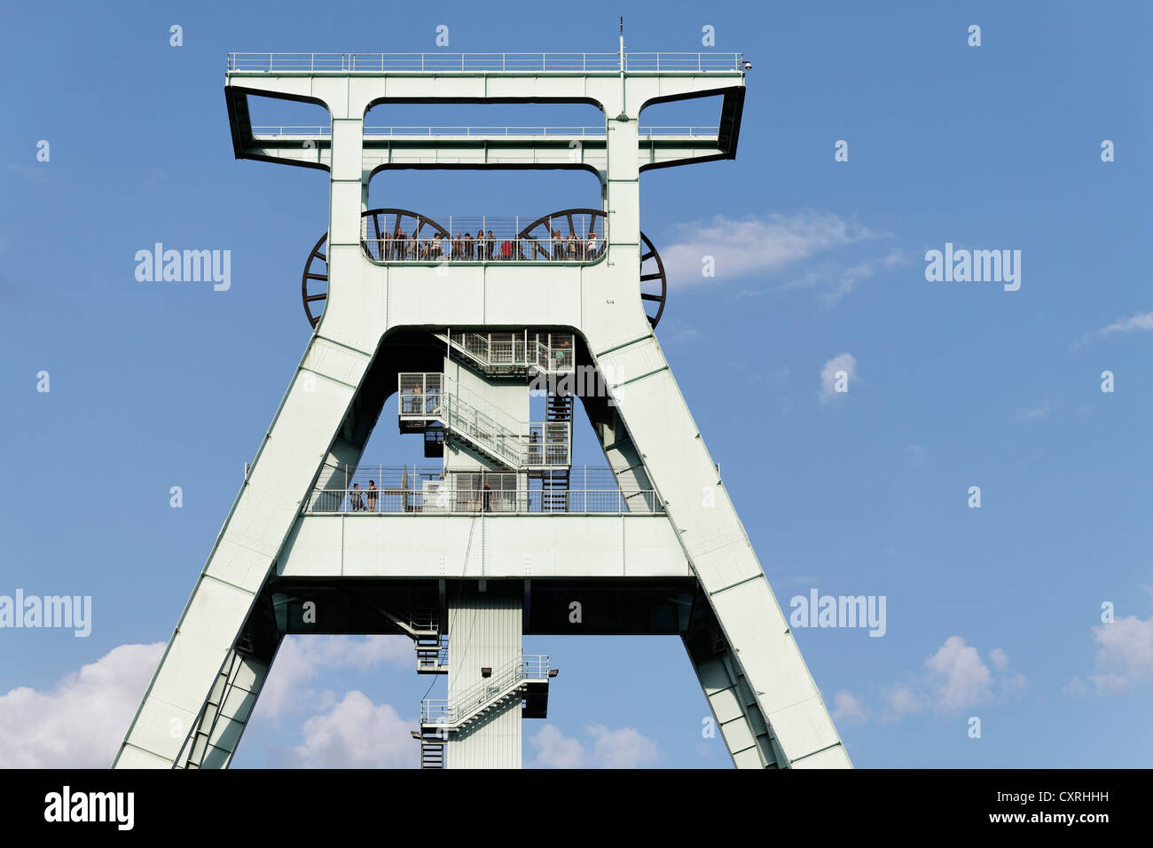 Il tedesco Museo Minerario, headframe, Bochum, la zona della Ruhr, Renania settentrionale-Vestfalia, Germania, Europa Foto Stock