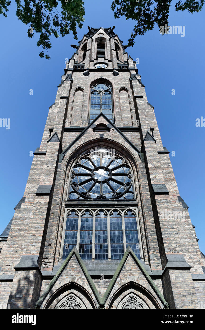 Friedenskirche Krefeld, pace chiesa di Krefeld, neo-gotico edificio in mattoni, Renania settentrionale-Vestfalia, Germania, Europa Foto Stock