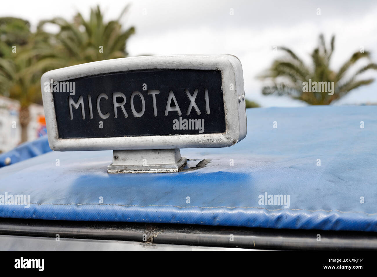 Micro taxi segno, Isola d Ischia, Golfo di Napoli Campania Italia meridionale, Italia, Europa Foto Stock