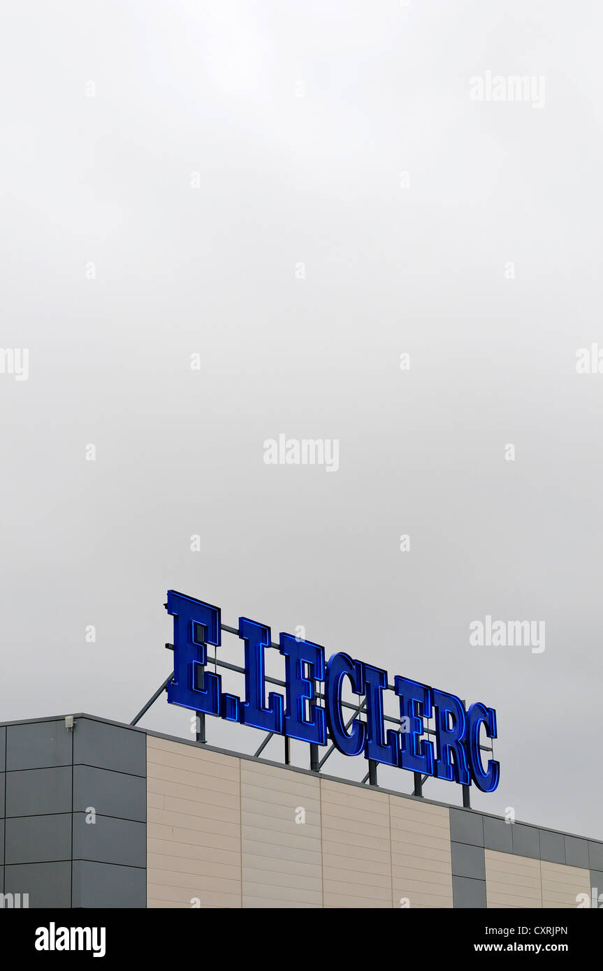 E.SUPERMERCATO LECLERC segno, Francia Foto Stock