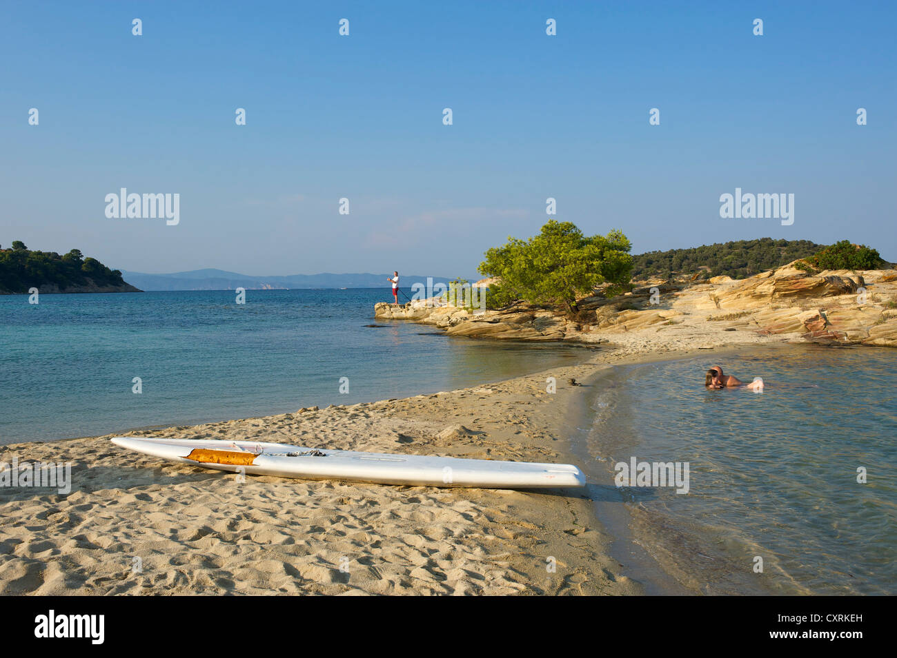 Spiaggia, Lagonisi Beach,, Sithonia Halkidiki, Grecia, Europa Foto Stock