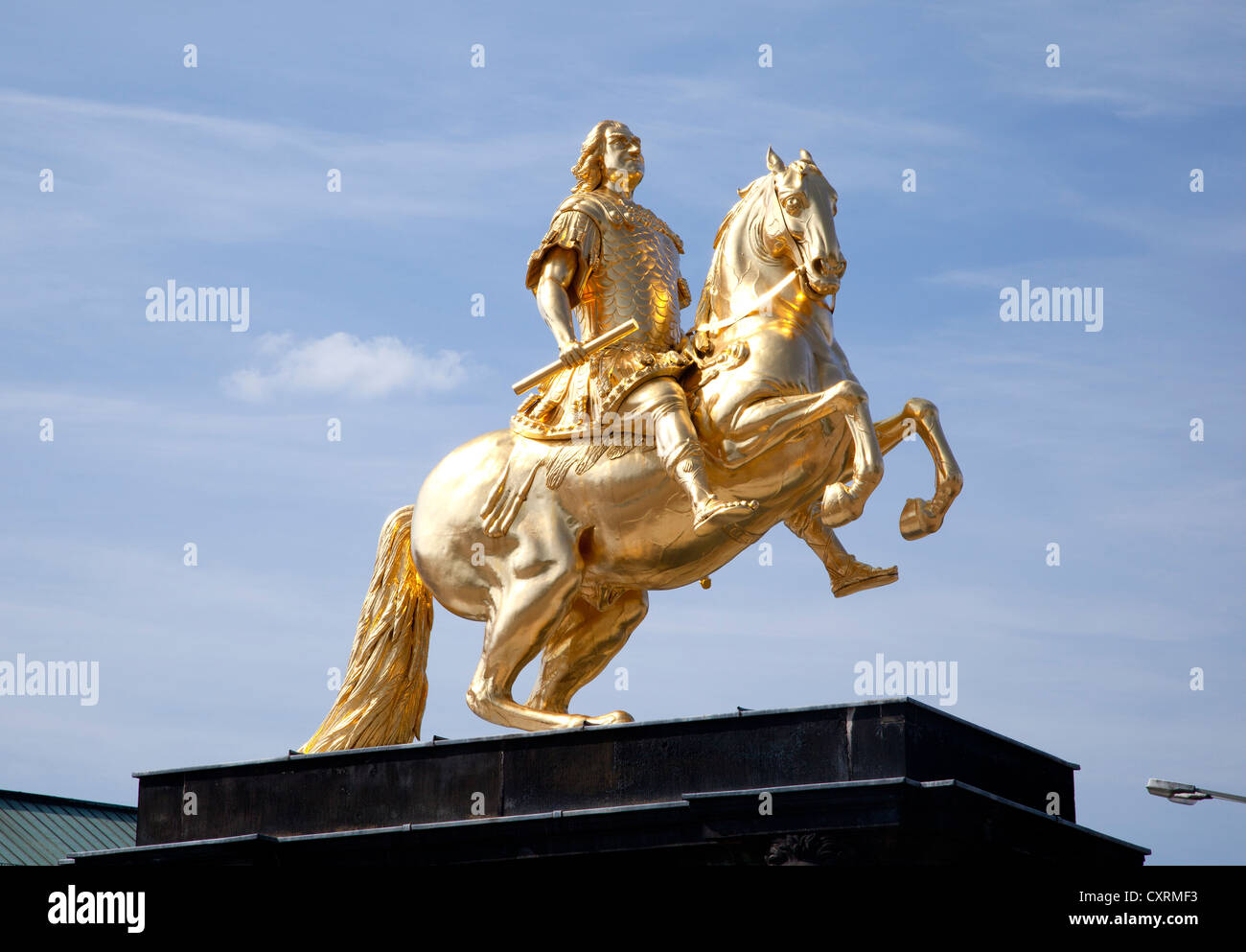 Statua equestre di Augusto II il Forte, Neustadt di Dresda, Sassonia, Germania, Europa PublicGround Foto Stock