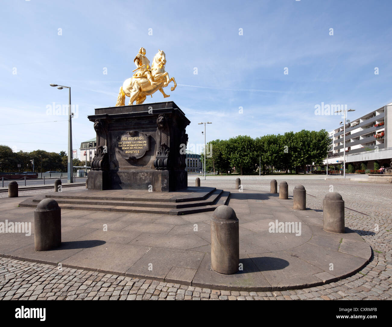 Statua equestre di Augusto II il Forte, Neustadt di Dresda, Sassonia, Germania, Europa PublicGround Foto Stock