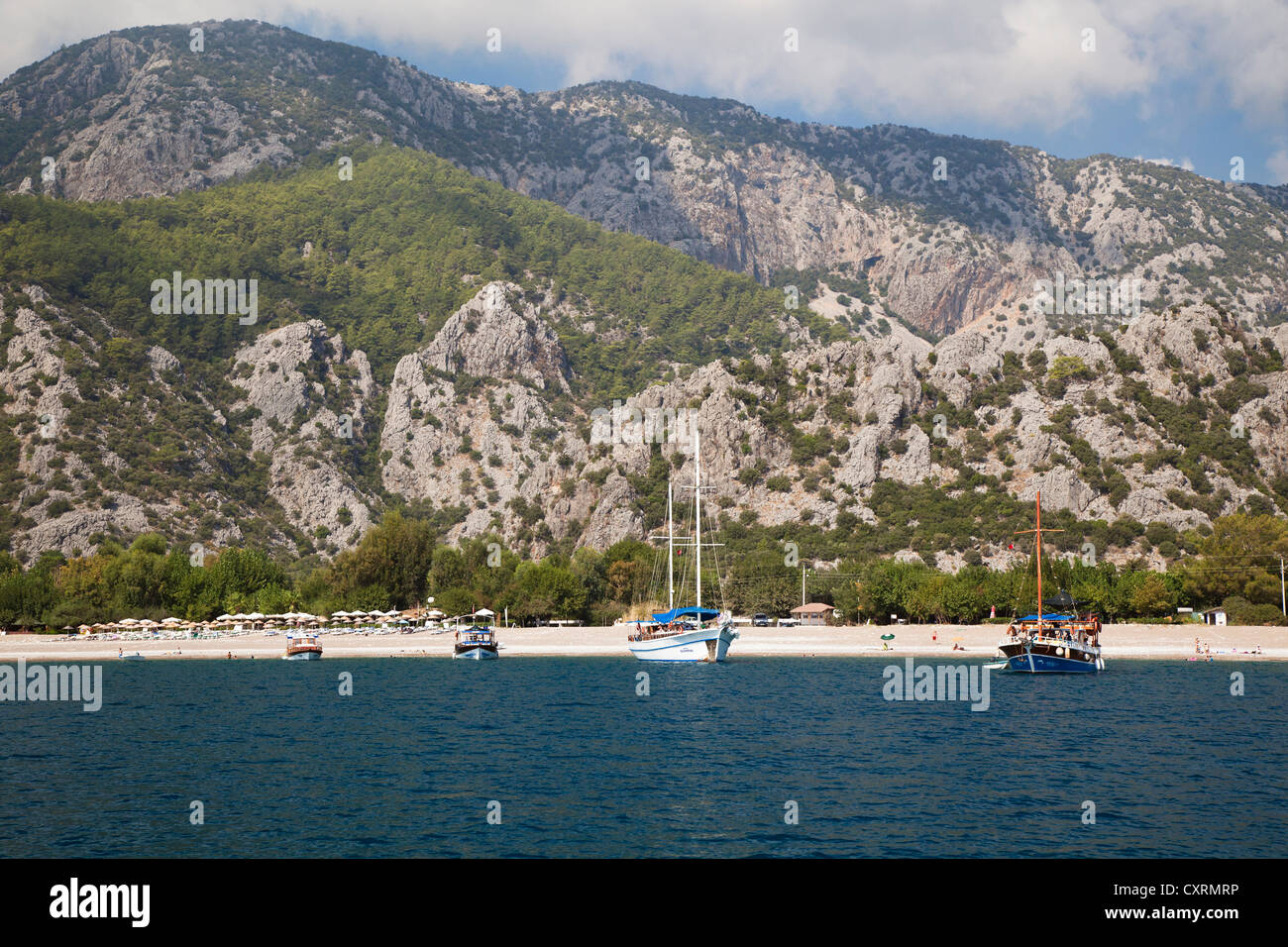 Spiaggia di Cirali, Lycian coast, Lycia, Egeo, Mare mediterraneo, Turchia, Asia Minore Foto Stock
