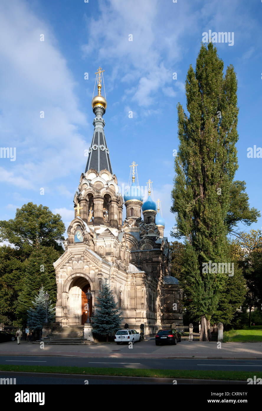Chiesa Russa Ortodossa di San Simeone della splendida montagna, Dresda, Sassonia, Germania, Europa PublicGround Foto Stock