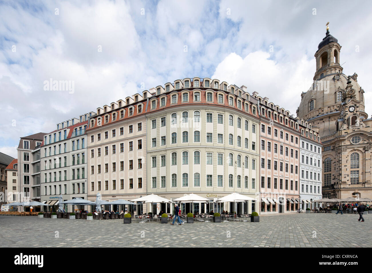 Quartier 1 a piazza Neumarkt, la costruzione di uffici, edificio commerciale, la Città Vecchia di Dresda, Sassonia, Germania, Europa PublicGround Foto Stock