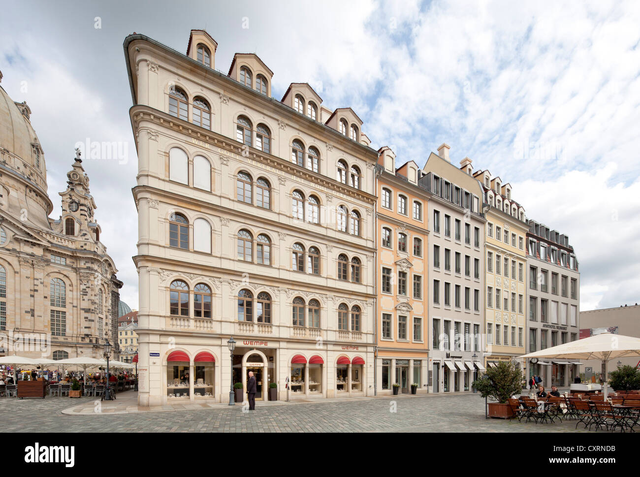 Quartier 3 a piazza Neumarkt, la costruzione di uffici, edificio commerciale, la Città Vecchia di Dresda, Sassonia, Germania, Europa PublicGround Foto Stock