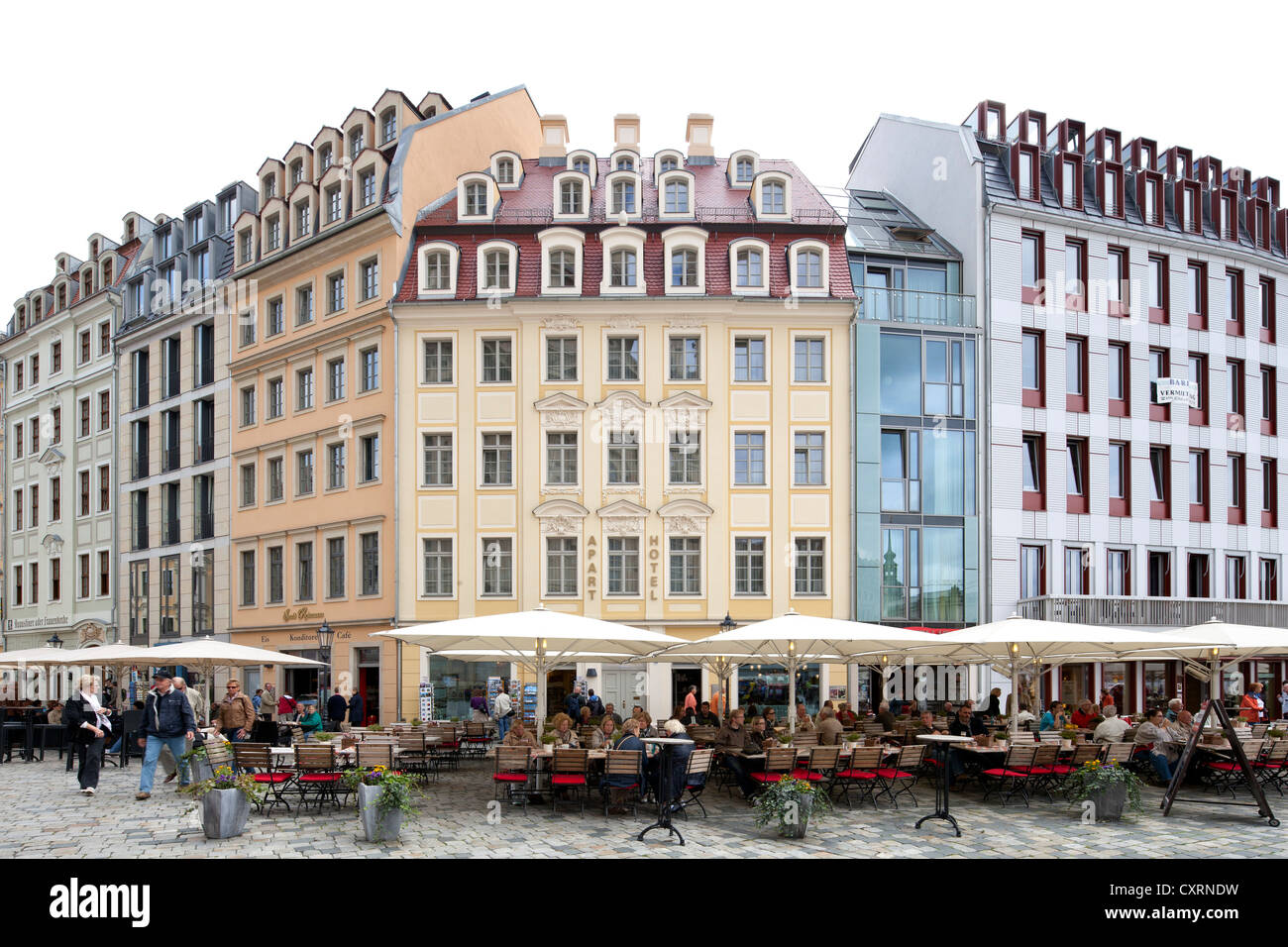 Quartier 3 a piazza Neumarkt, la costruzione di uffici, edificio commerciale, la Città Vecchia di Dresda, Sassonia, Germania, Europa PublicGround Foto Stock