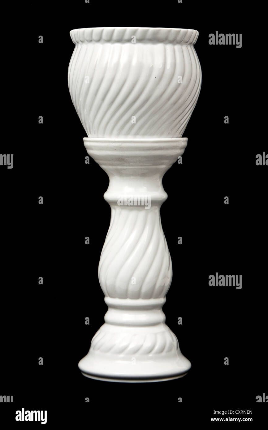 Bianco di ceramica Jardiniere e piedistallo stand Foto Stock