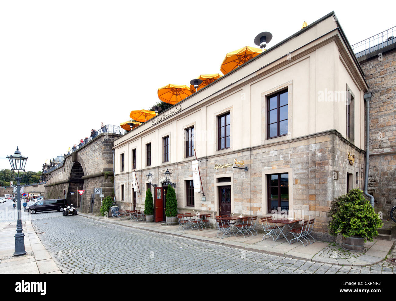 Bruehl's Terrace, Dresda, Sassonia, Germania, Europa PublicGround Foto Stock