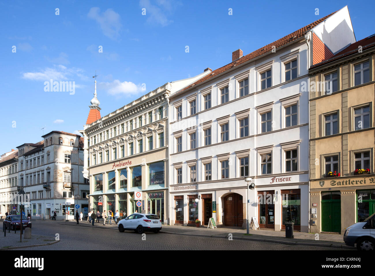 Storici edifici commerciali, Obermarkt square, Goerlitz, Superiore Lusazia, Lusazia, in Sassonia, Germania, Europa PublicGround Foto Stock