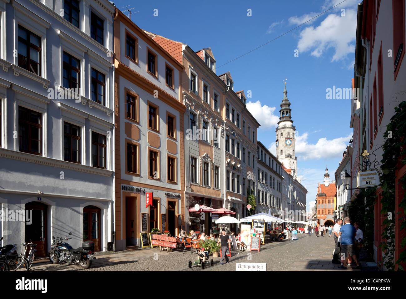 Storici edifici commerciali, Bruederstrasse street, Goerlitz, Superiore Lusazia, Lusazia, in Sassonia, Germania, Europa PublicGround Foto Stock