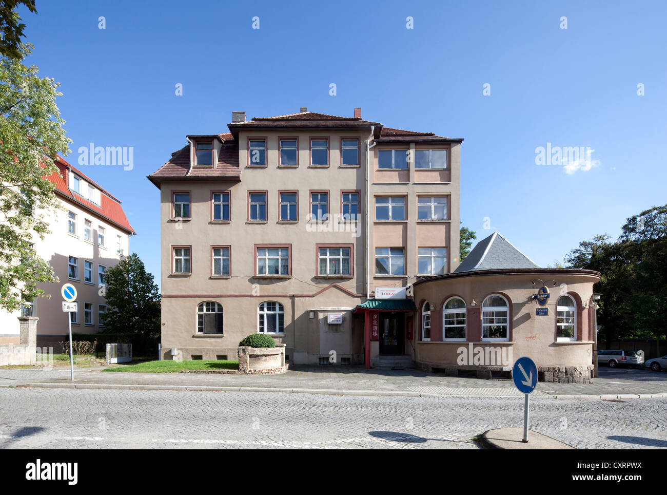 Residenziale e commerciale di edificio, Taucherstrasse street, Bautzen, Budysin, Superiore Lusazia, Lusazia, Sassonia, PublicGround Foto Stock