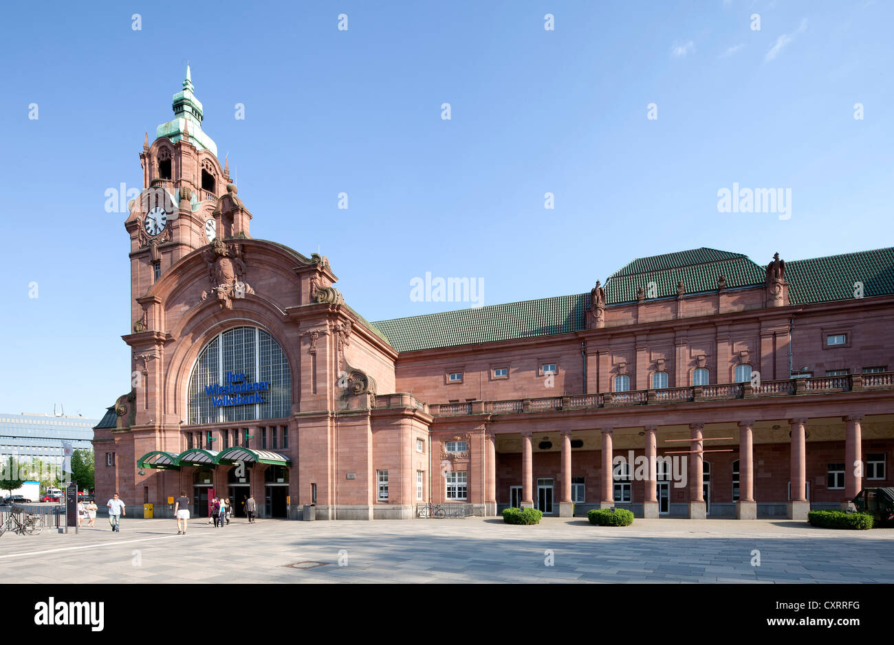 La stazione principale di Wiesbaden, Hesse, Germania, Europa PublicGround Foto Stock