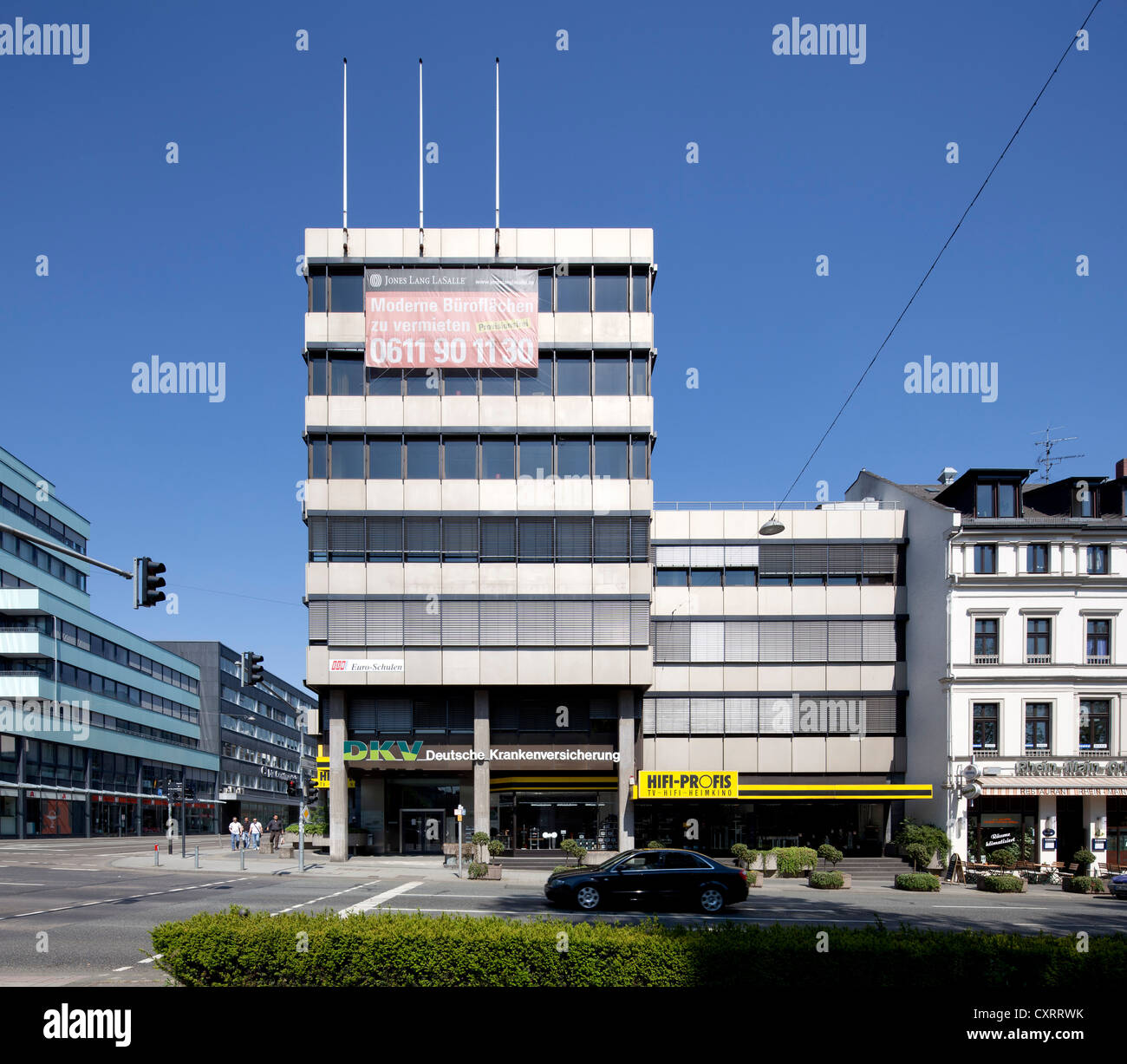 Uffici ed edifici commerciali, Rheinstrasse, Wiesbaden, Hesse, Germania, Europa PublicGround Foto Stock