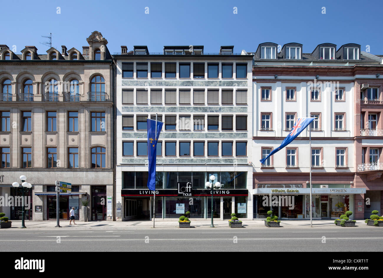 Uffici e immobili commerciali in Wilhelmstrasse, soprannominato Rue, Wiesbaden, Hesse, Germania, Europa PublicGround Foto Stock
