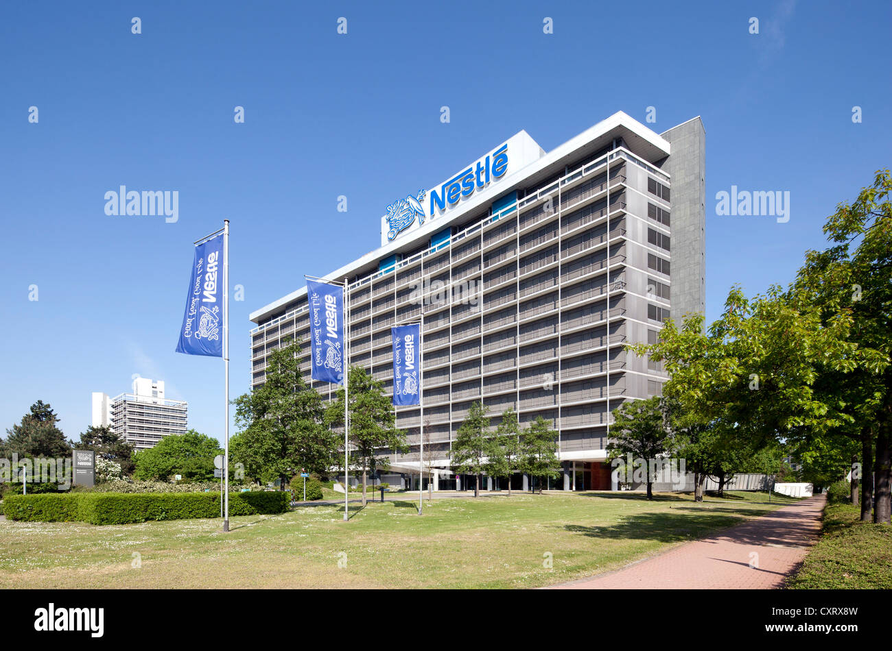 Nestle edificio per uffici, Buerostadt Niederrad business park, Frankfurt am Main, Hesse, Germania, Europa PublicGround Foto Stock