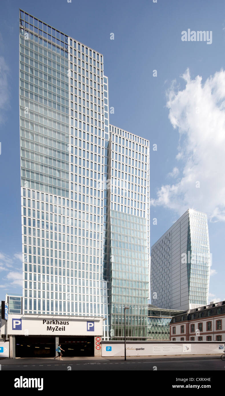 Ufficio Nextower tower, Jumeira Hotel, Palais Quartier distretto, Frankfurt am Main, Hesse, Germania, Europa PublicGround Foto Stock