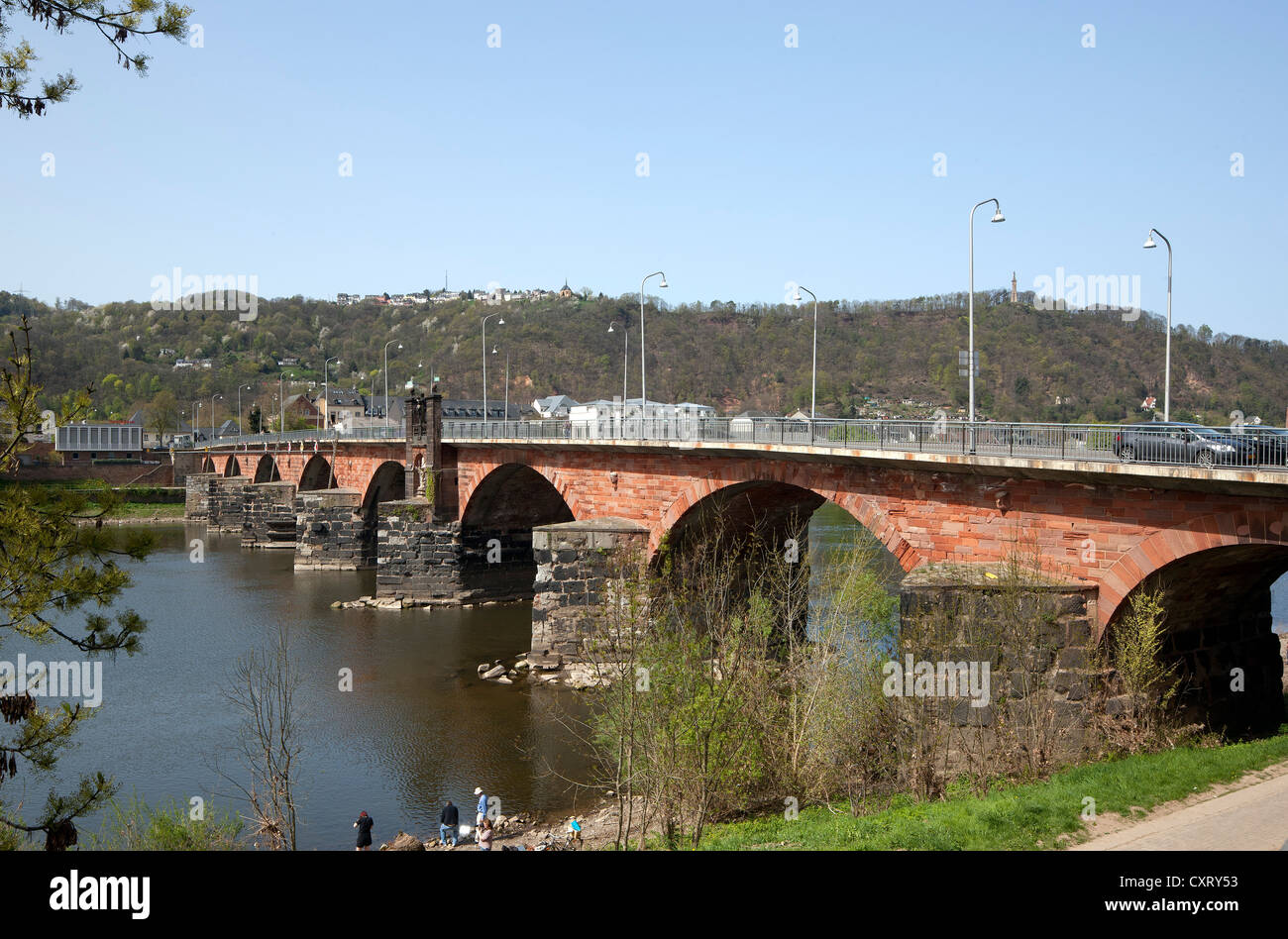 Roemerbruecke ponte romano sul Mosella, Sito Patrimonio Mondiale dell'UNESCO, Trier, Renania-Palatinato, PublicGround Foto Stock