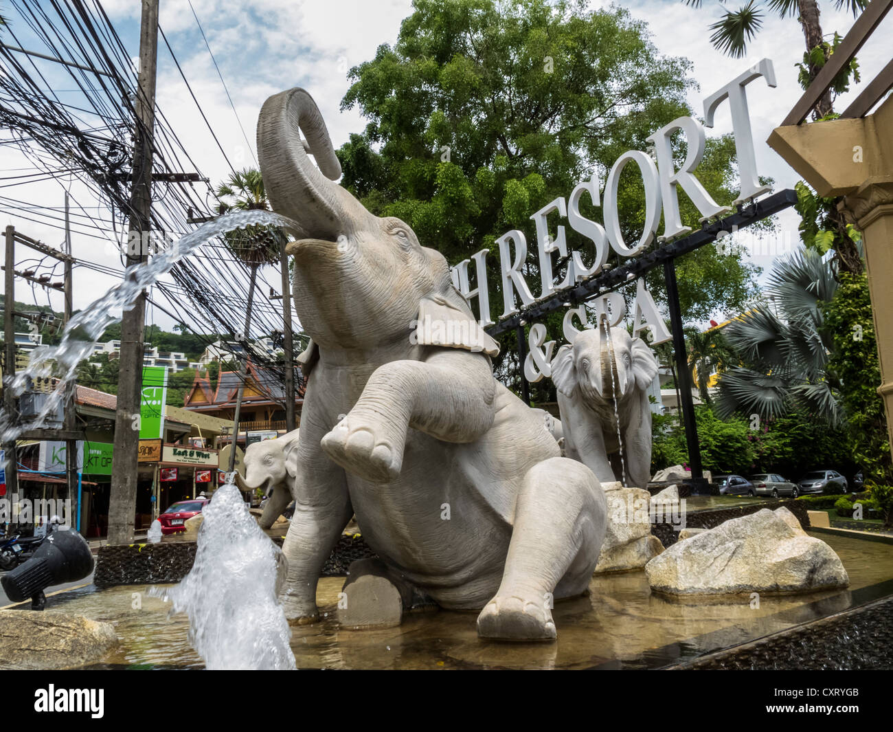 Elefante caratteristica acqua a Phuket, Tailandia. Foto Stock