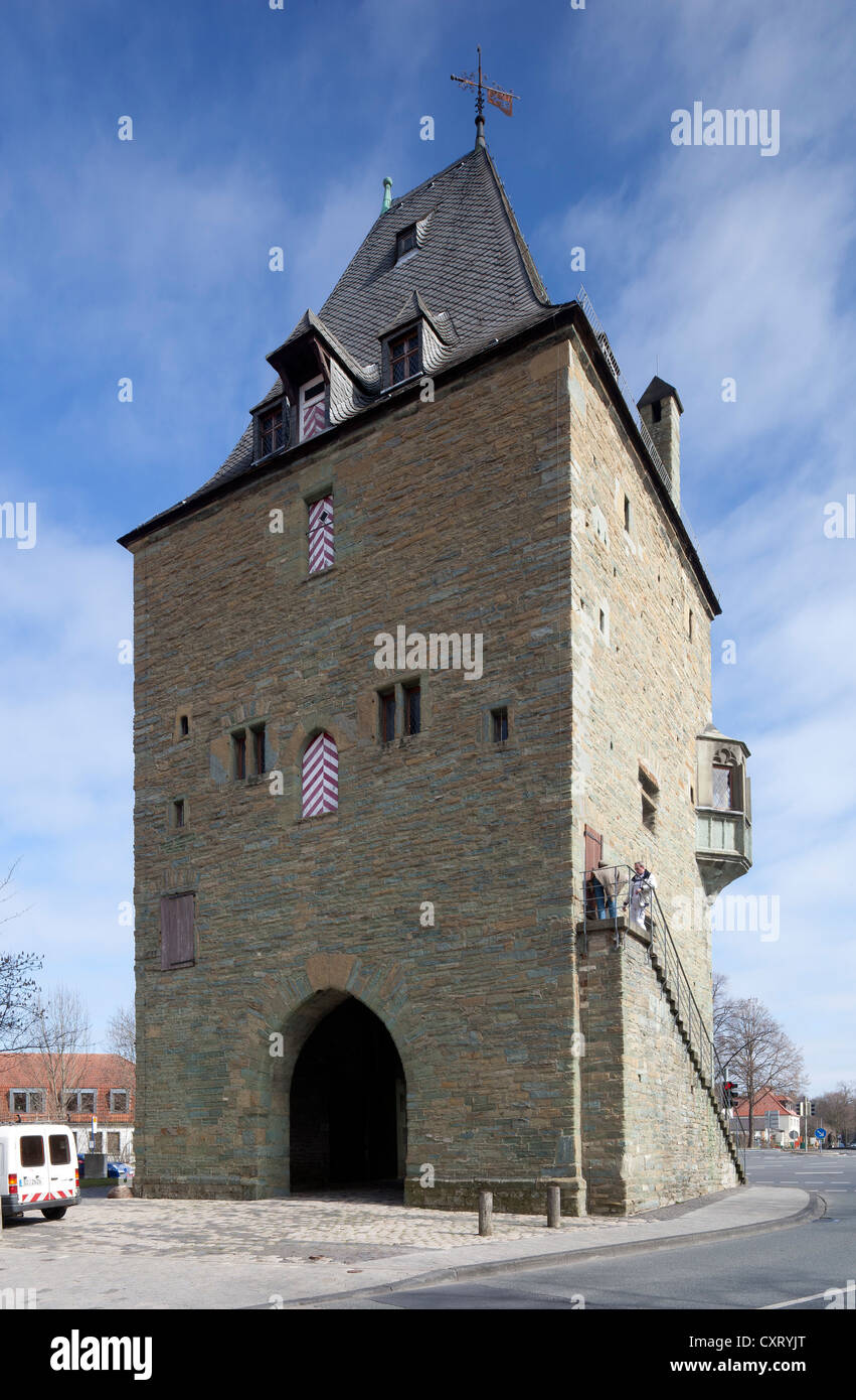 Osthofentor, una città storica di gate, Soest, Renania settentrionale-Vestfalia, PublicGround Foto Stock