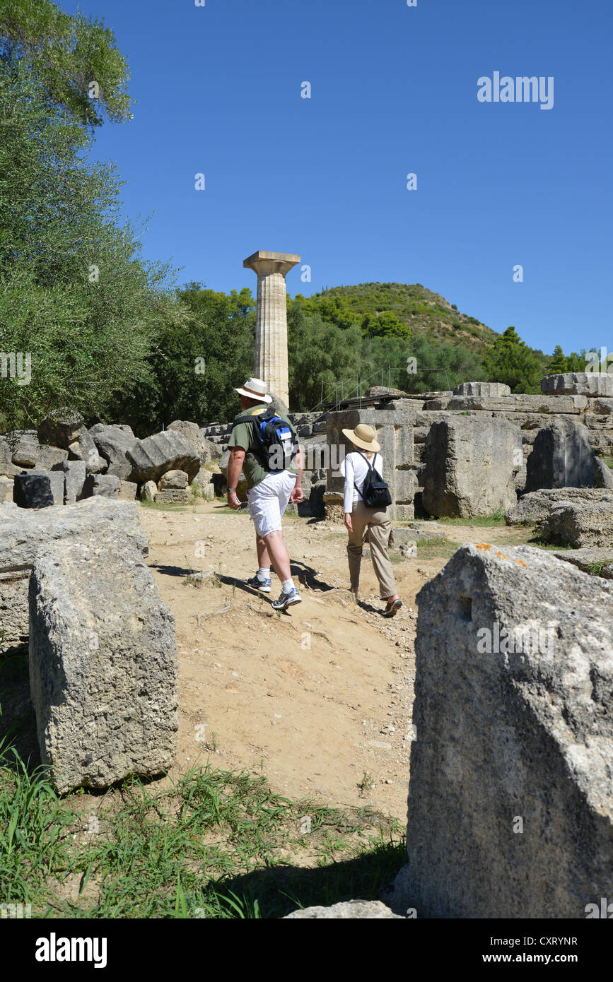 Tempio di Zeus, Antica Olympia, Elis, Grecia occidentale Regione, Grecia Foto Stock