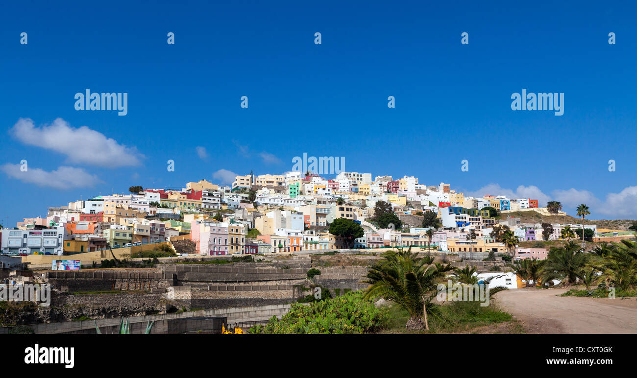 Colorate case annidate in San Juan distretto, Las Palmas de Gran Canaria Gran Canaria Isole Canarie Spagna, Europa Foto Stock