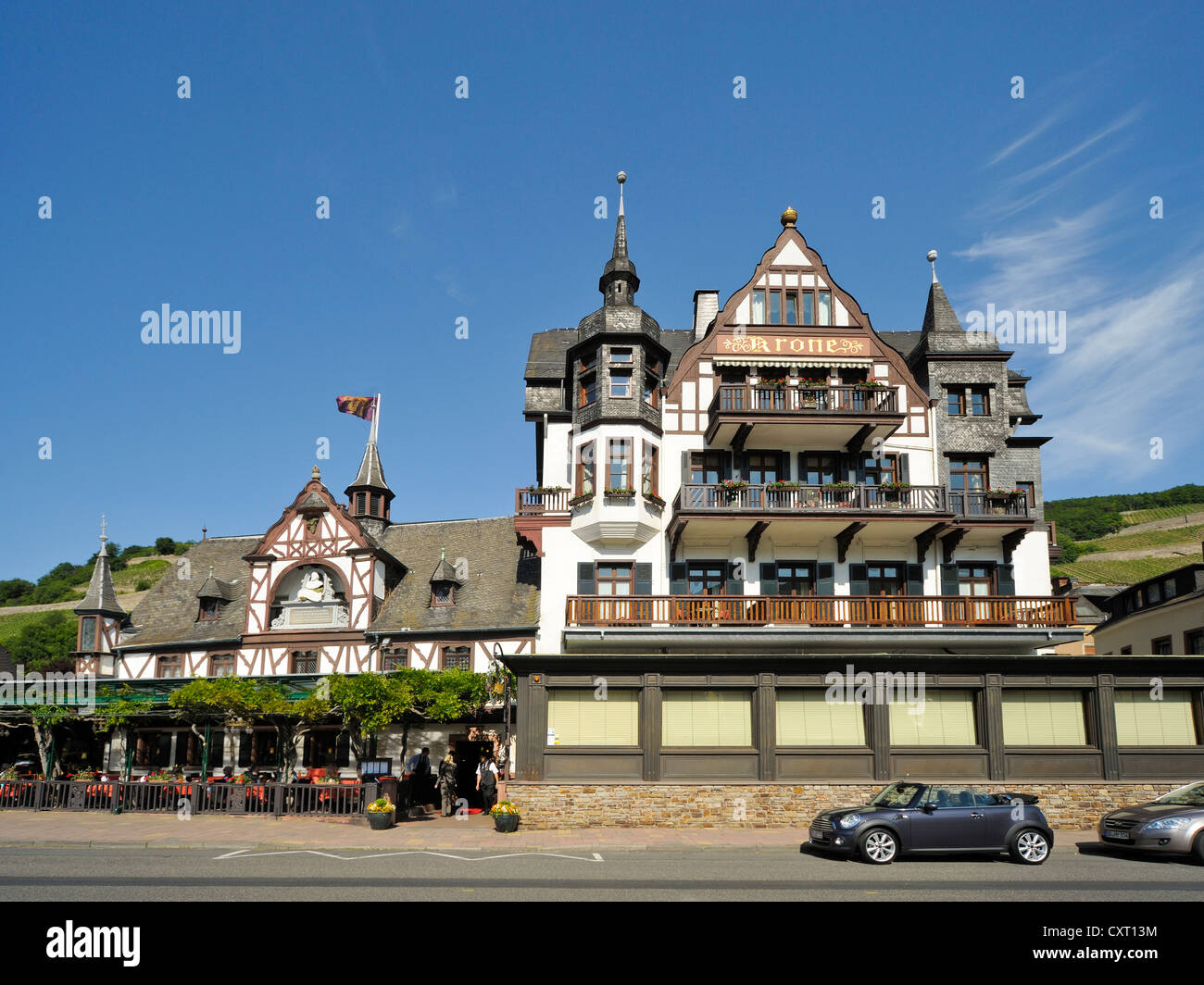 Hotel Krone, Assmannshausen, Renania-Palatinato, Germania, Europa Foto Stock
