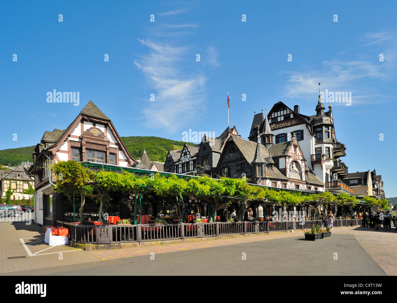 Hotel Krone, Assmannshausen, Renania-Palatinato, Germania, Europa Foto Stock