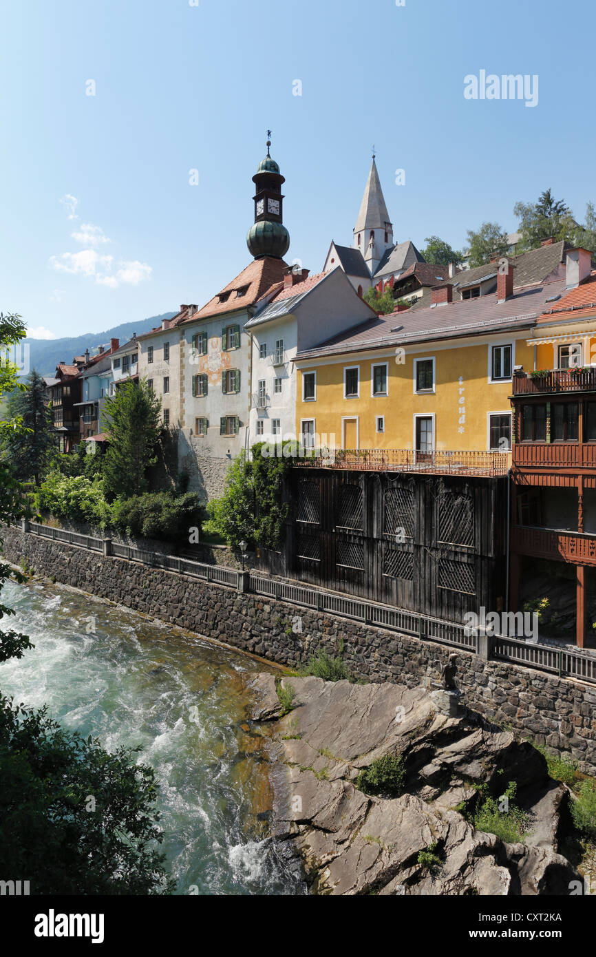 Murau, fiume Mur, Stiria, Austria, Europa PublicGround Foto Stock