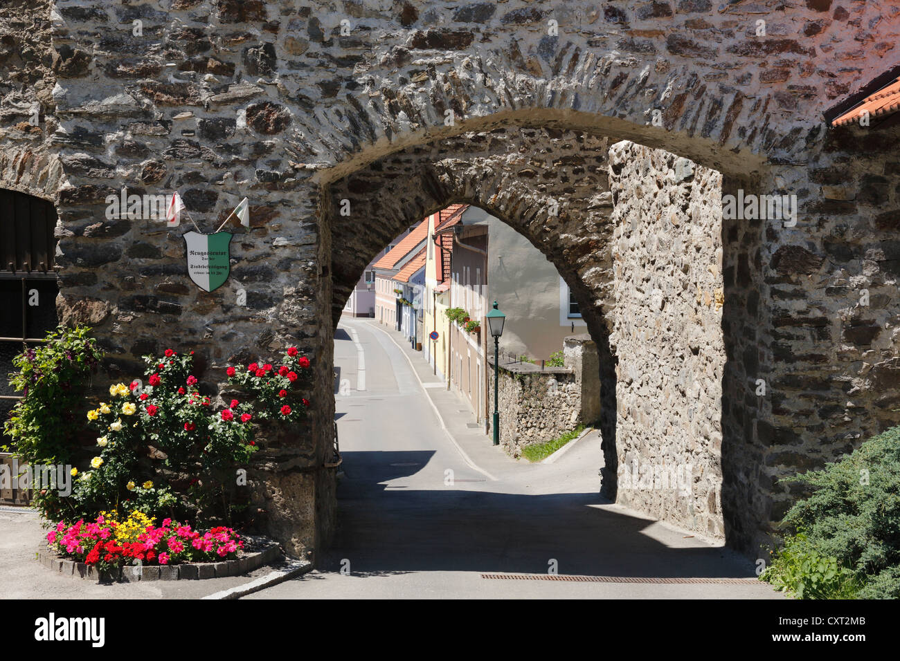 Neugassentor gate, città di Oberwoelz, Stiria, Austria, Europa PublicGround Foto Stock