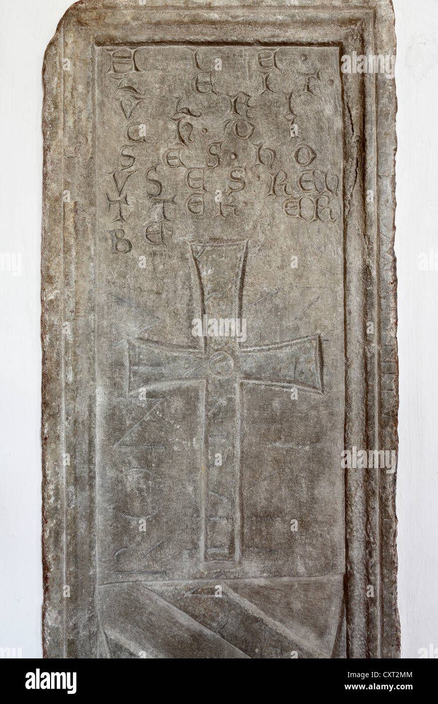 Tomba di pietra del Ulrich III. del Liechtenstein, chiesa parrocchiale, Unzmarkt-Frauenburg, Stiria, Austria, Europa Foto Stock