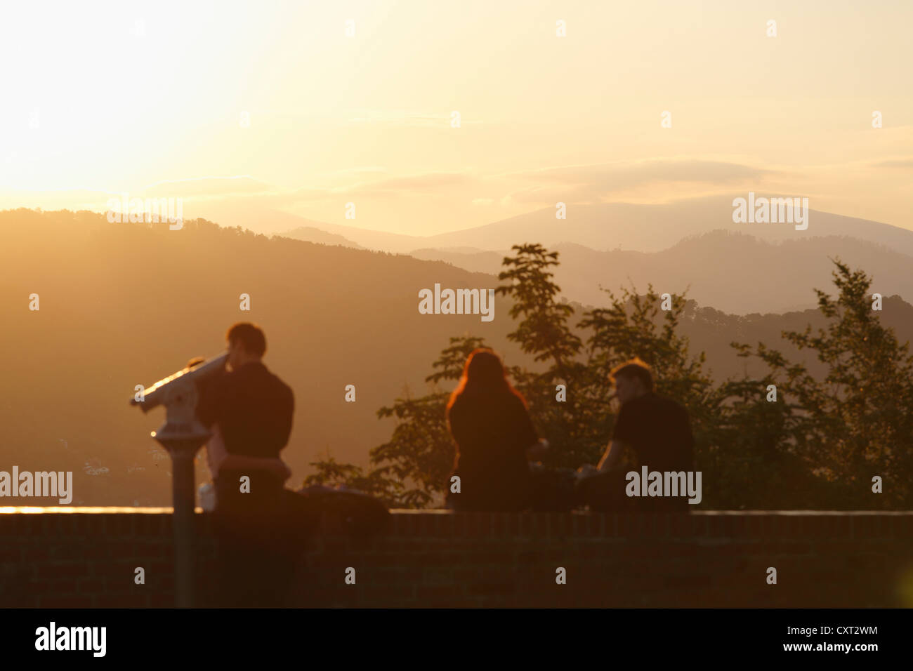 Atmosfera serale al Schlossberg, castle hill, Graz, Stiria, Austria, Europa PublicGround Foto Stock