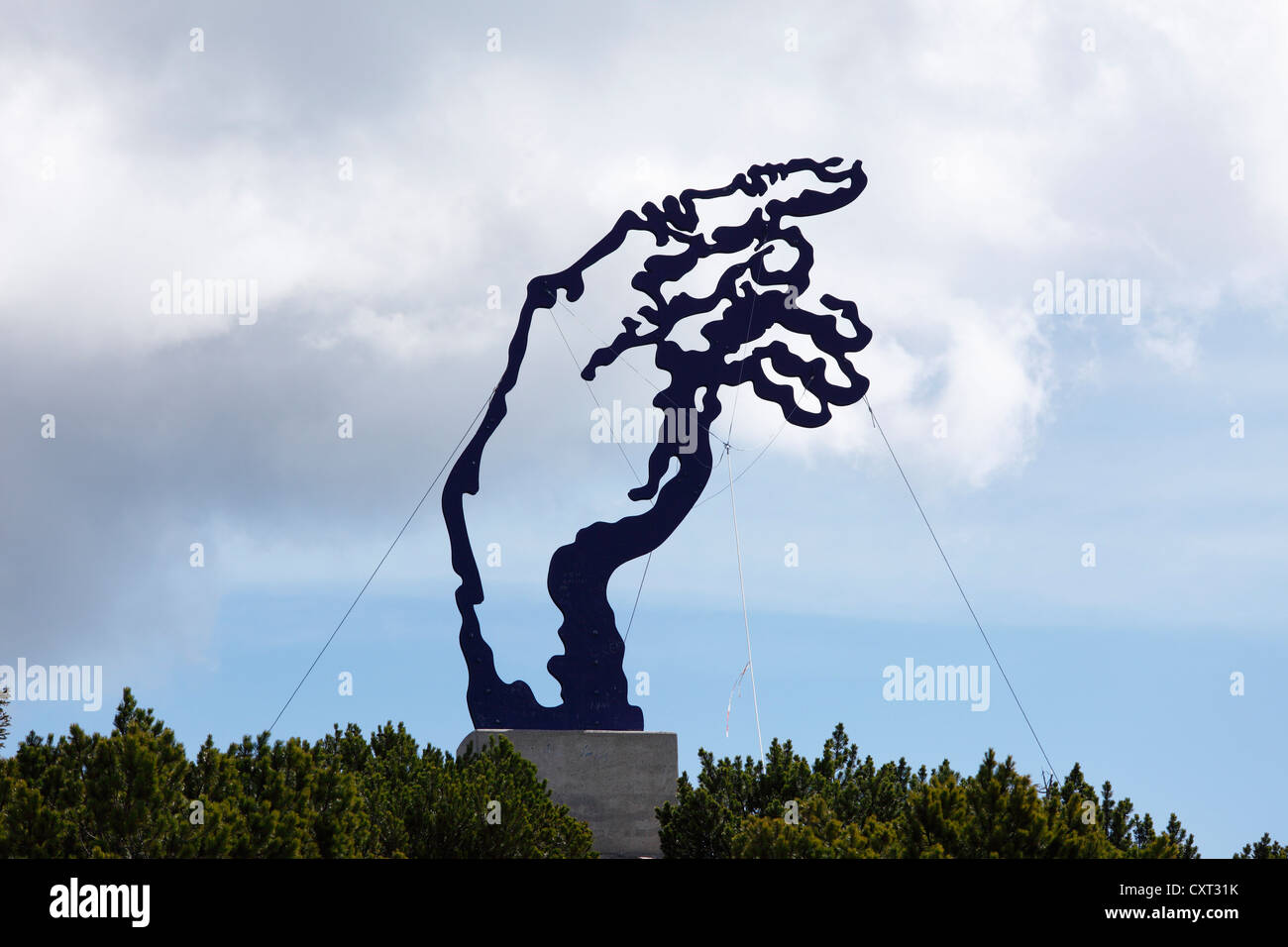 La scultura "Adamo" a mano da Walter Angerer il giovane, Mt Rauschberg, Chiemgau Alpi, Chiemgau, Alta Baviera, Baviera Foto Stock