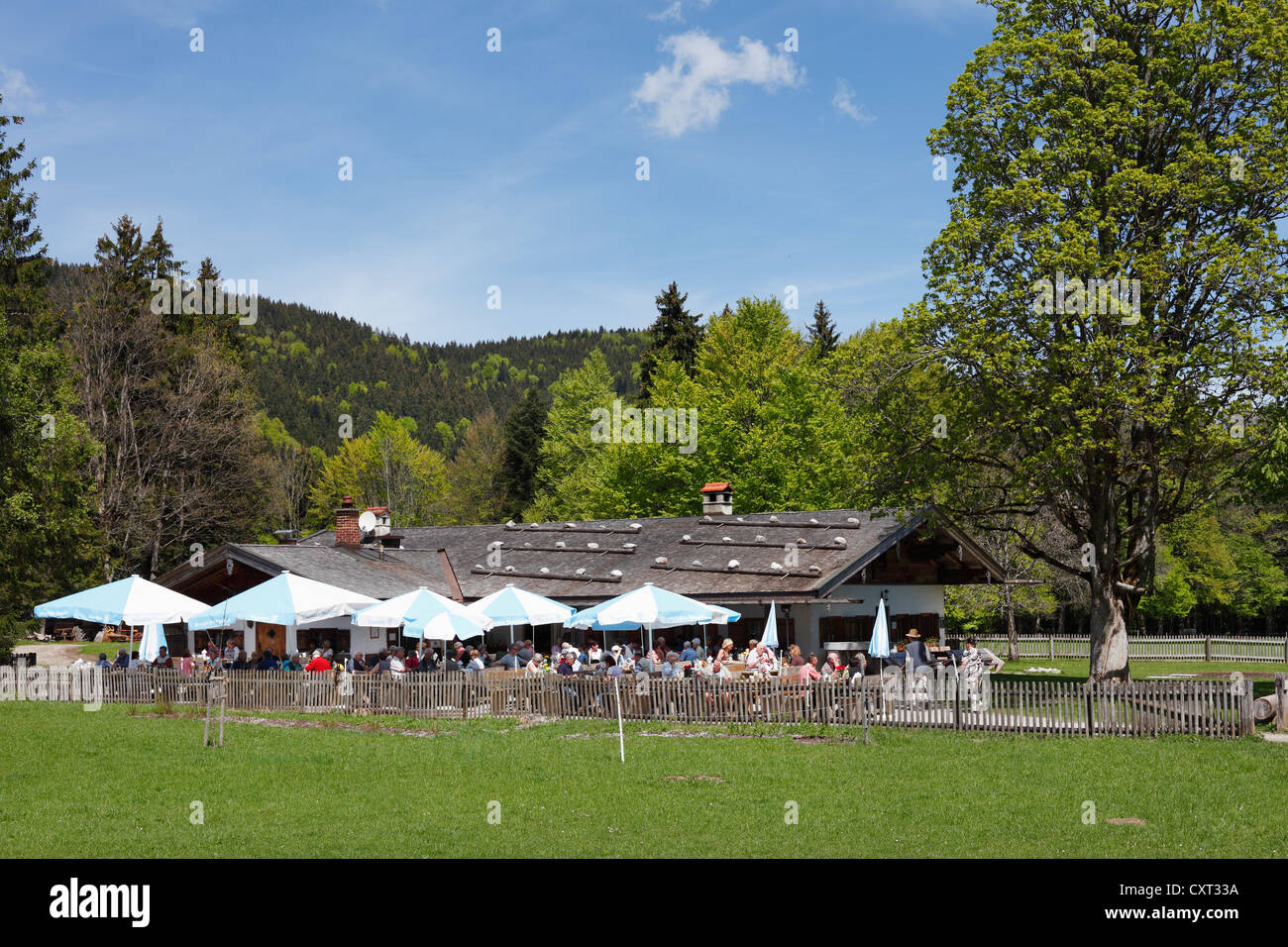 " Bauer in der Au' ristorante, Bad Wiessee, valle Tegernsee, Alta Baviera, Baviera, Germania, Europa PublicGround Foto Stock