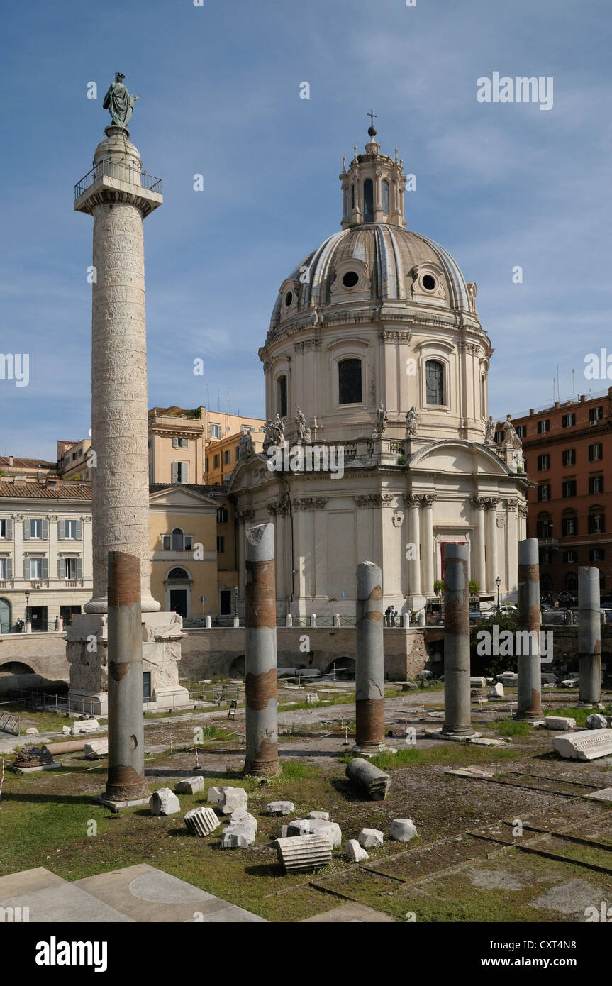 Colonna di Traiano, il Foro di Traiano, Roma, Italia, Europa, PublicGround Foto Stock