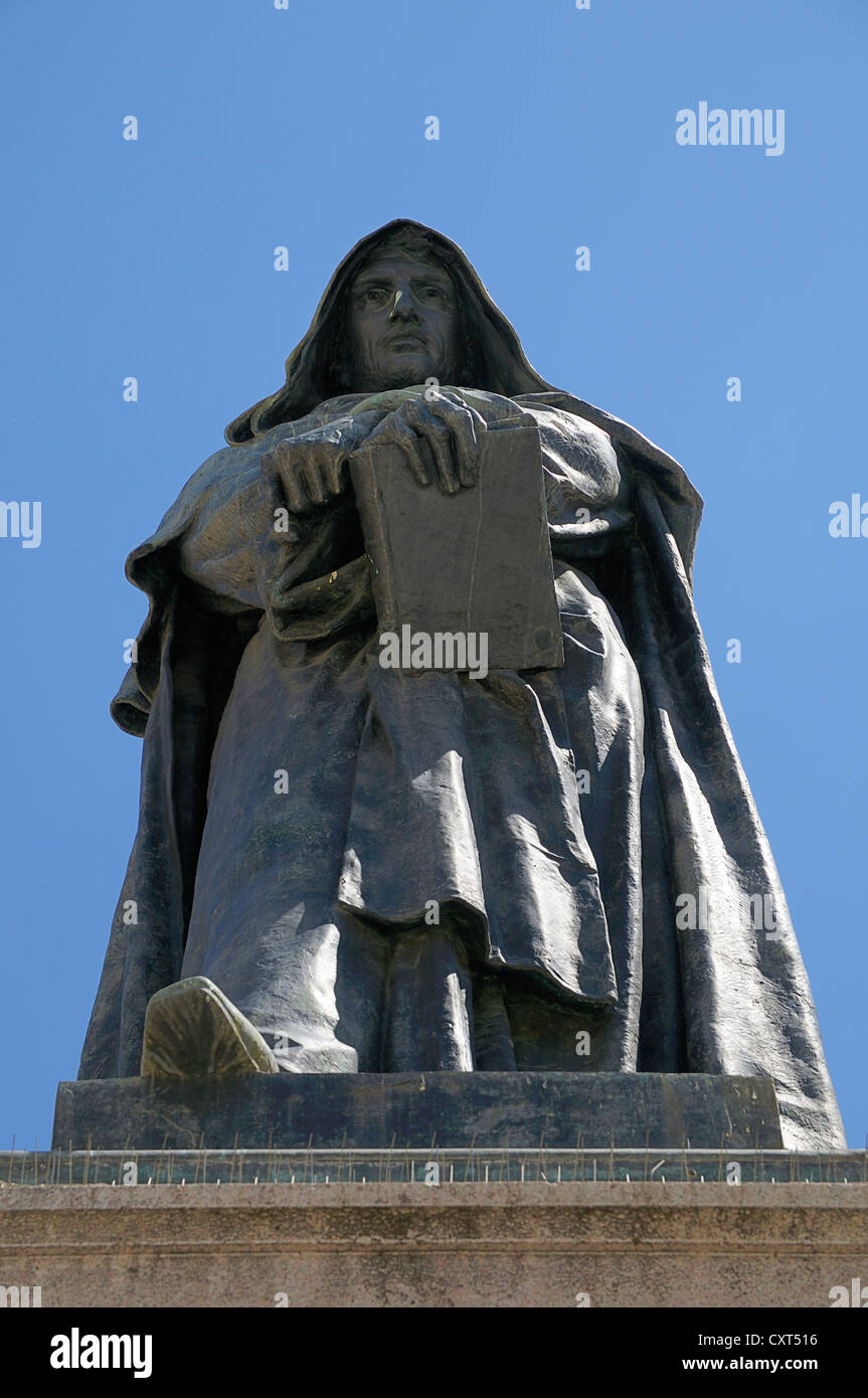 Giordano Bruno monumento, Piazza Campo de' Fiori, Roma, Italia, Europa Foto Stock