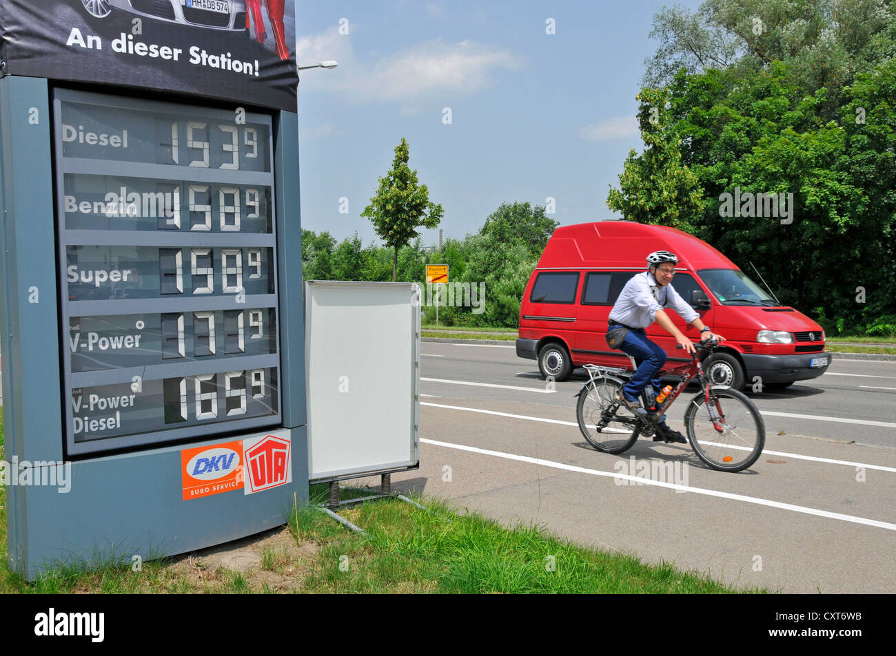 I prezzi della benzina al 25 giugno 2008, Ulm, Baden-Wuerttemberg, Germania, Europa PublicGround Foto Stock