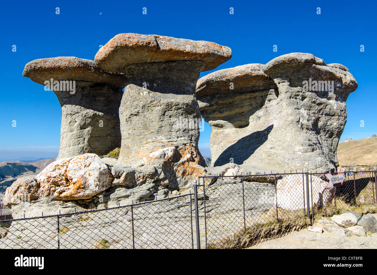 Formazione di roccia chiamato "Babele" nelle montagne di Bucegi, Romania landmark Foto Stock