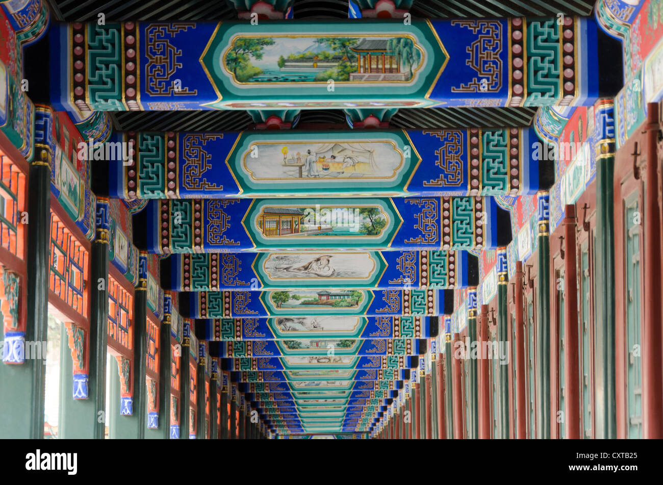 Decorazione ornati, Palazzo Estivo, Pechino, Cina Foto Stock